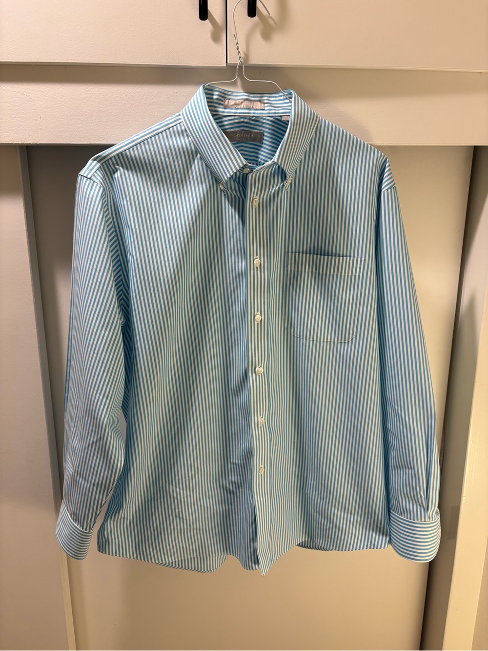 Nordstrom Aqua Blue Striped Dress Shirt